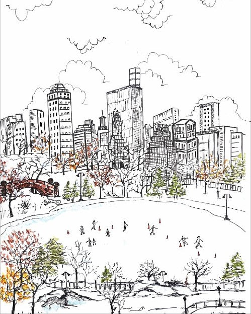 Embroidered Central park NYC Artistry Flour Sack Tea Towel Set