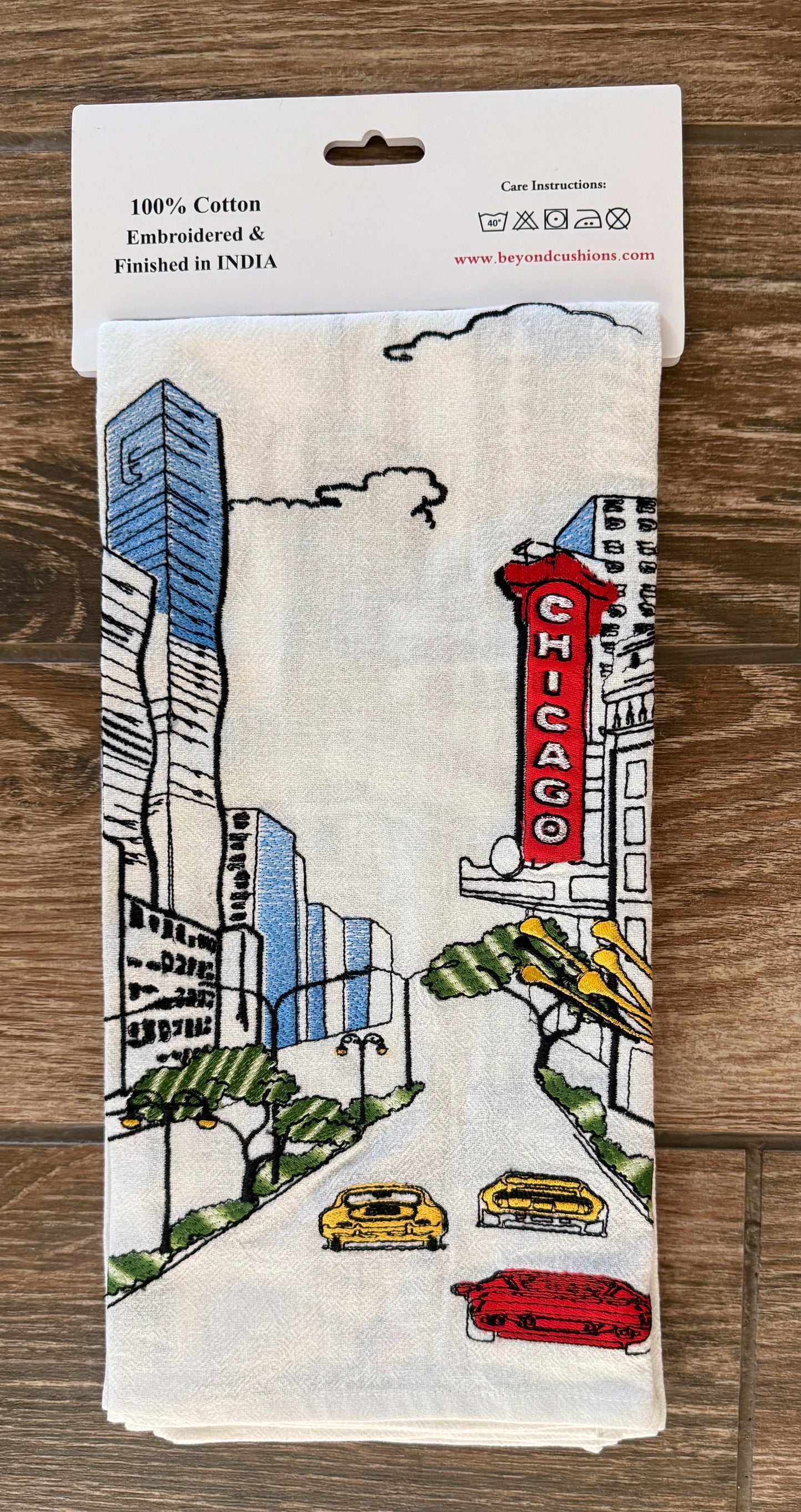 Embroidered Chicago Artistry Flour Sack Tea Towel Set