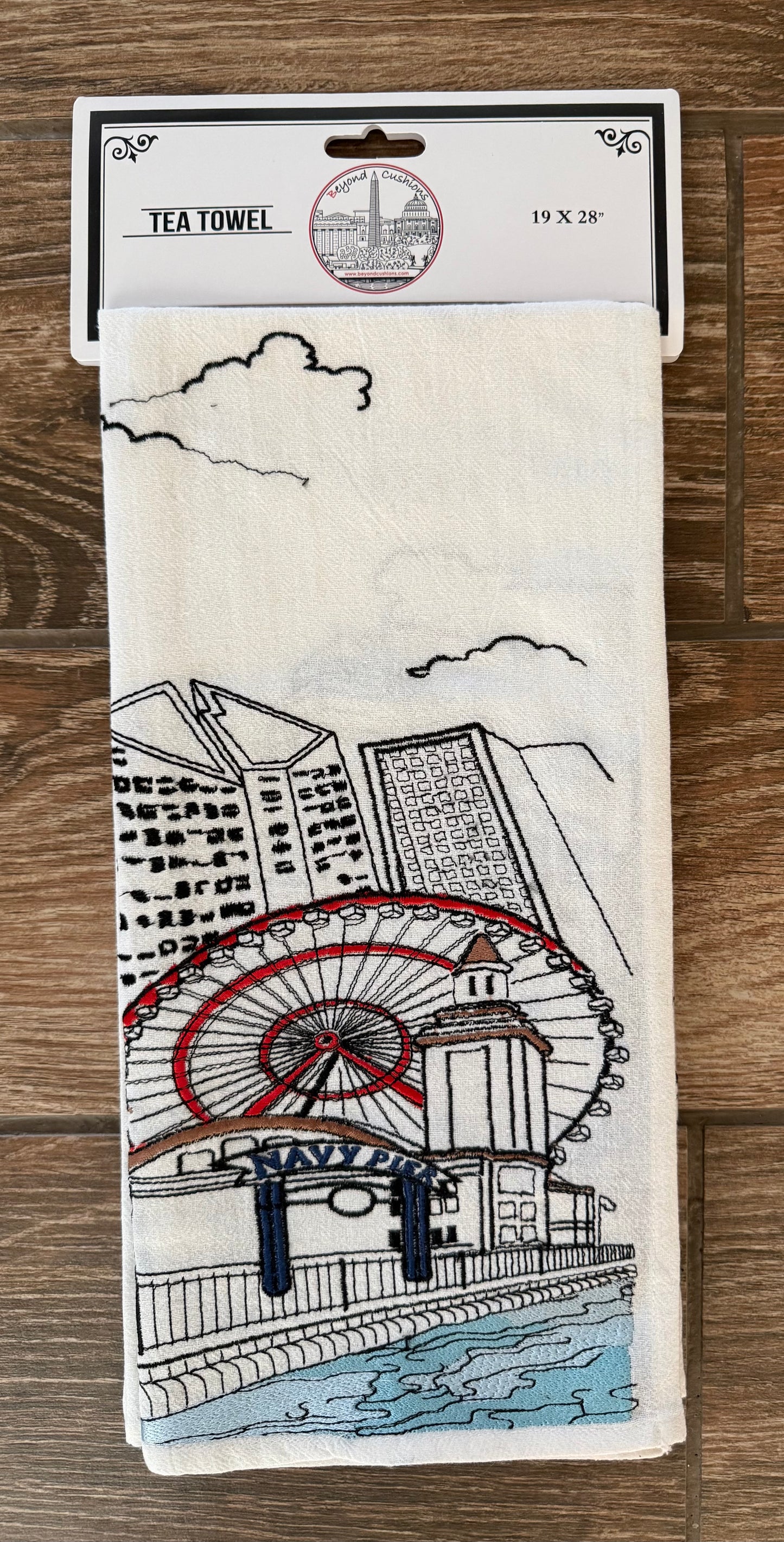 Embroidered Chicago Artistry Flour Sack Tea Towel Set