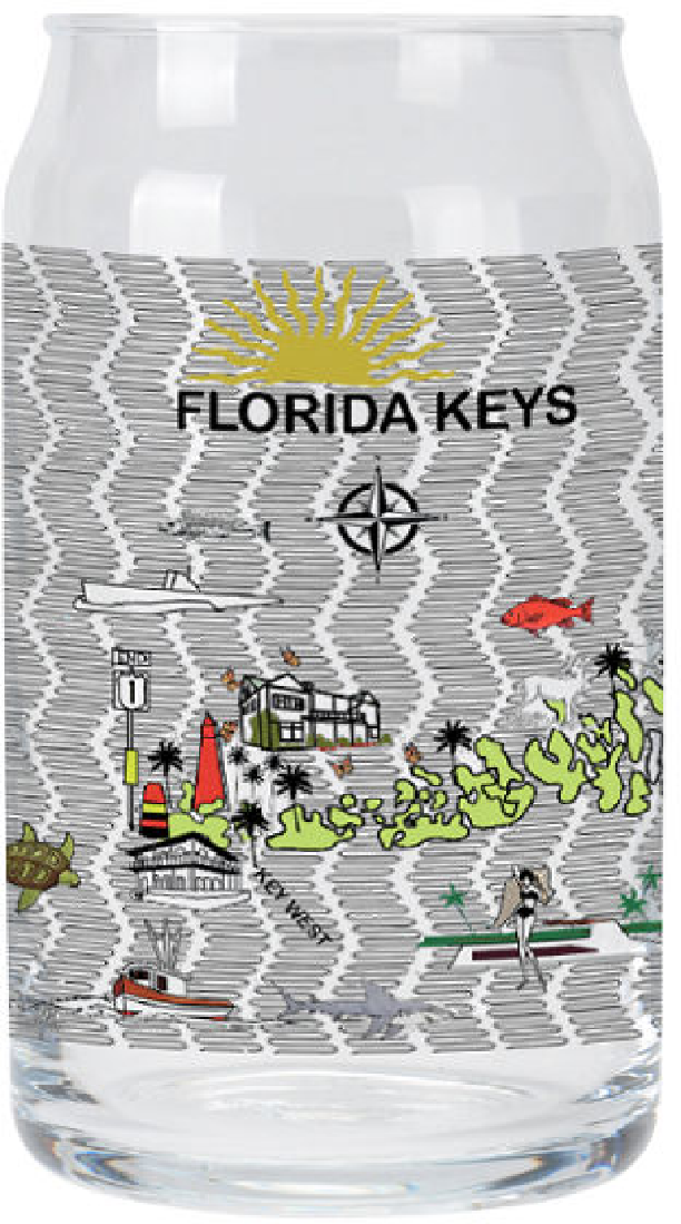 Florida Keys Can Shaped Glass - Set of four