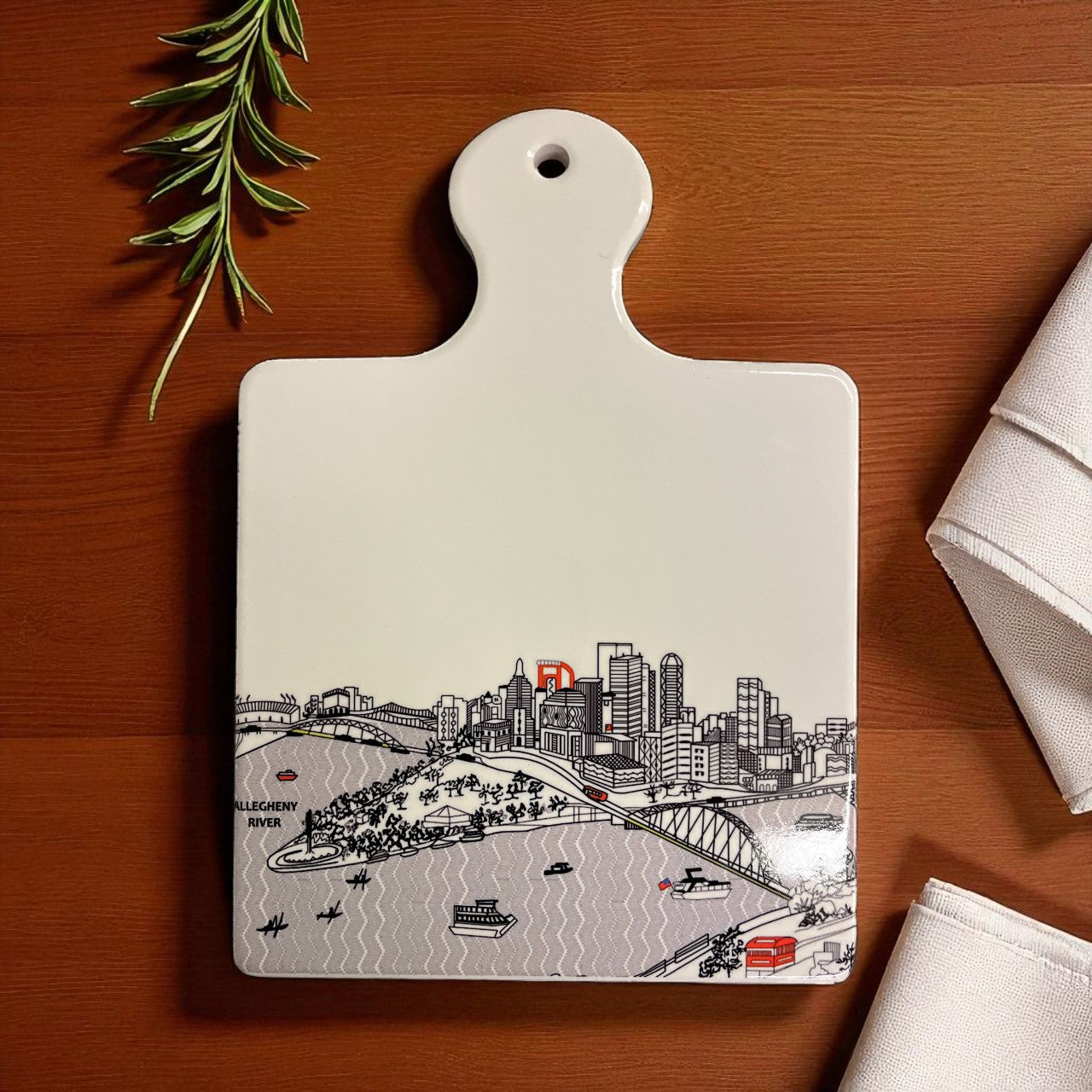 Pittsburgh Skyline Ceramic Paddle Trivet