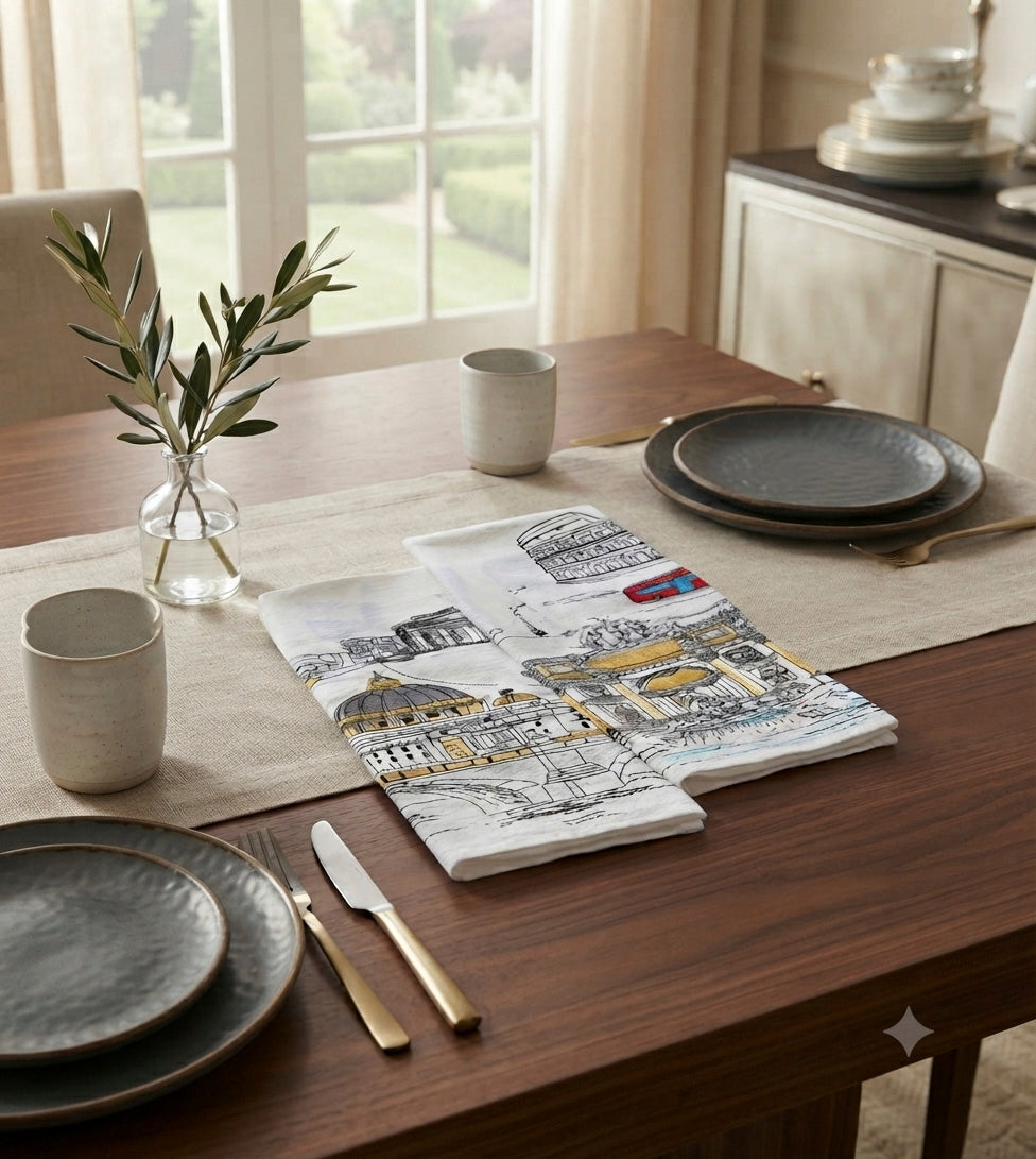 Embroidered Rome Artistry Flour Sack Tea Towel Set