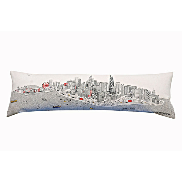 Chicago Skyline Embroidered Pillow Beyond Cushions