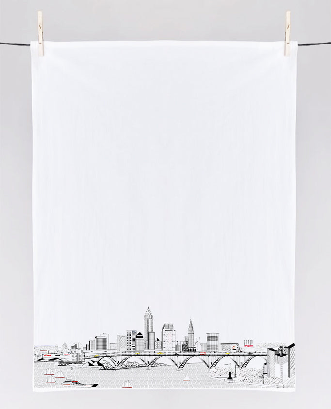 Cleveland Printed Skyline  Flour Sack Tea Towel
