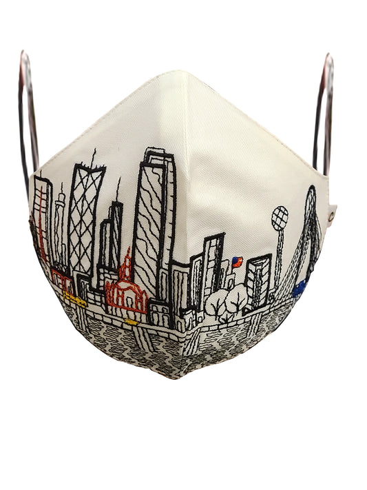 DALLAS EMBROIDERED SKYLINE FACE MASK