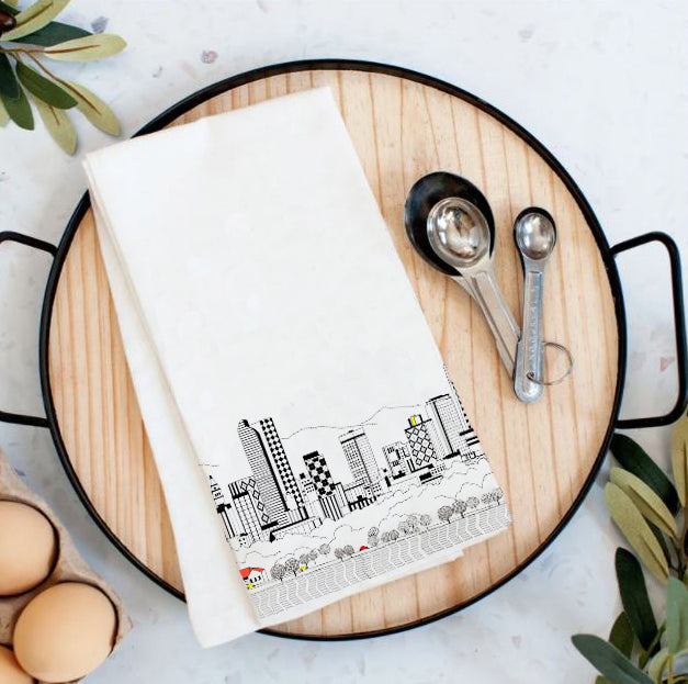 Denver Printed Skyline Flour Sack Tea Towel