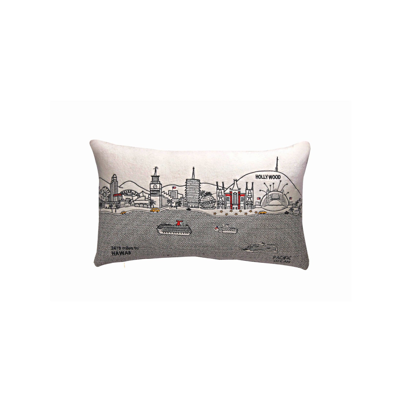 Los Angeles Embroidered Skyline Pillow Beyond Cushions