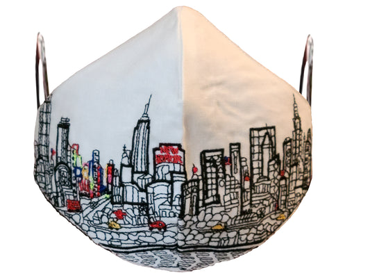 NEW YORK CITY EMBROIDERED SKYLINE FACE MASK