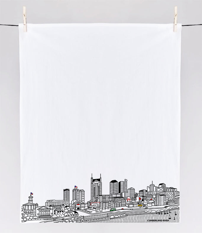 Nashville Printed Skyline Flour Sack Tea Towel