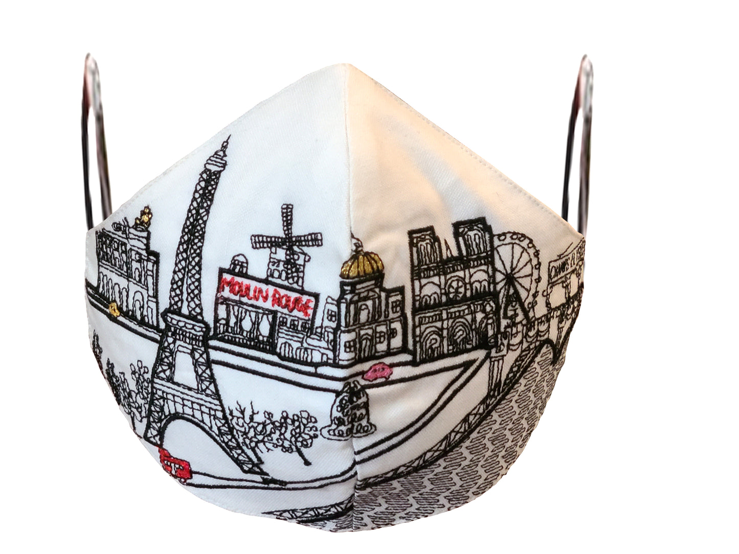 PARIS EMBROIDERED SKYLINE FACE MASK