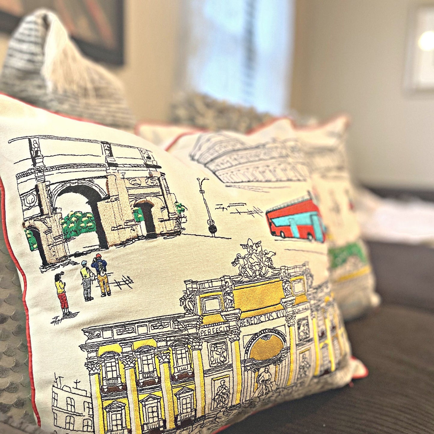 Embroidered City Artistry Collection Rome Pillow Set