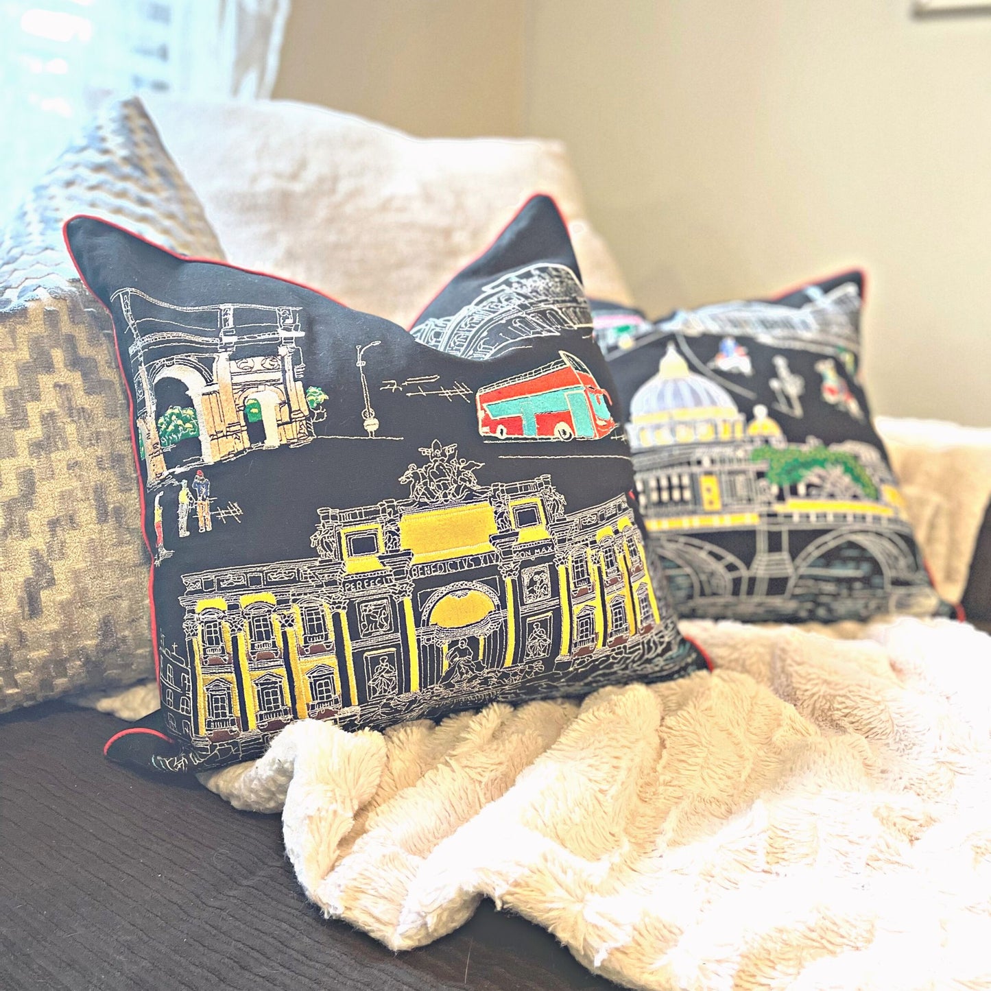 Embroidered City Artistry Collection Rome Pillow Set