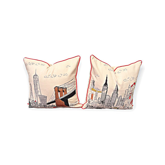 Embroidered City Artistry - New York City Pillow Set