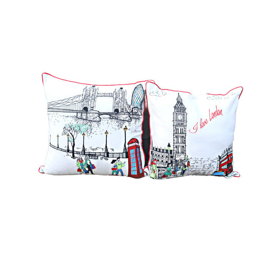 Embroidered City Artistry London Pillow