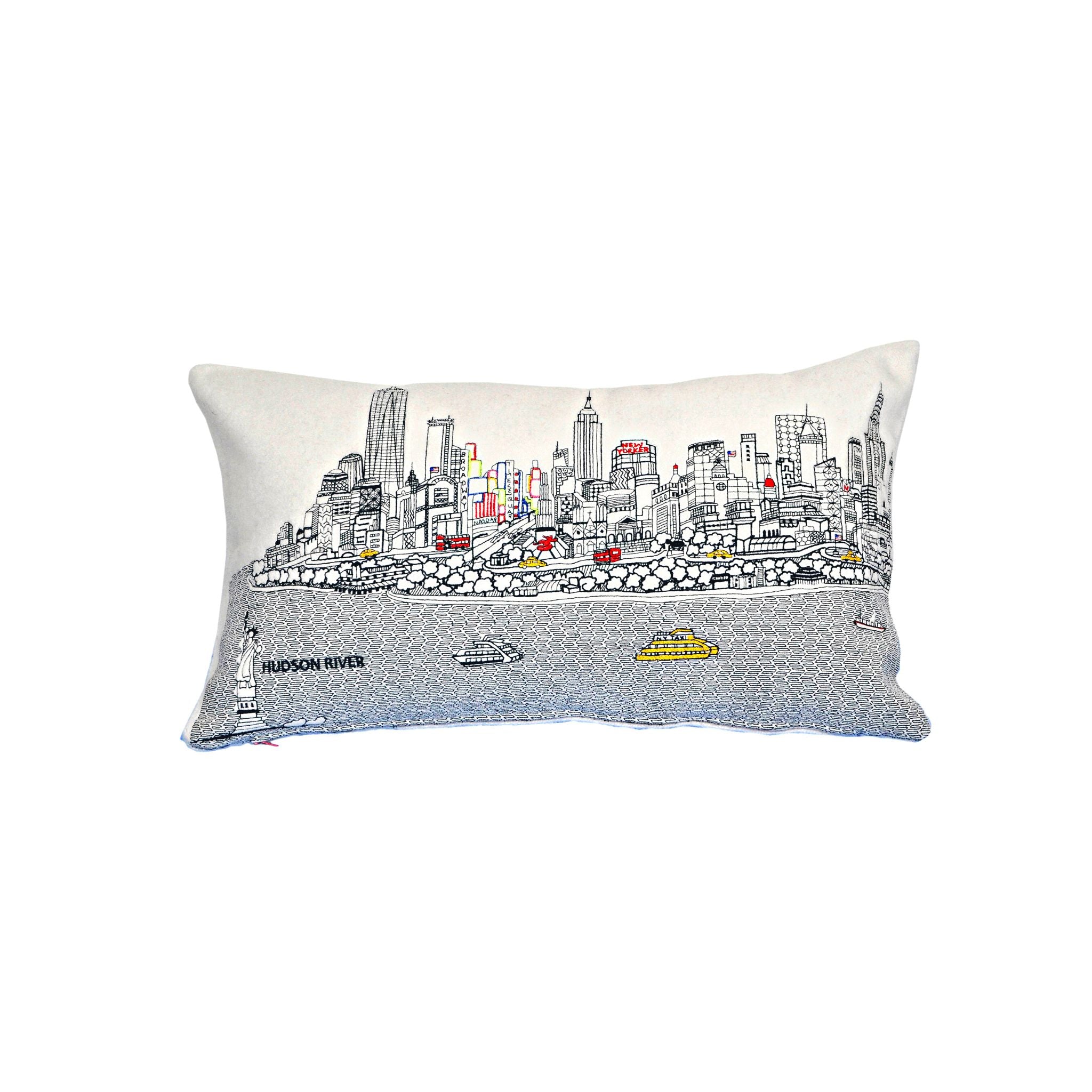 Embroidered shop city pillows