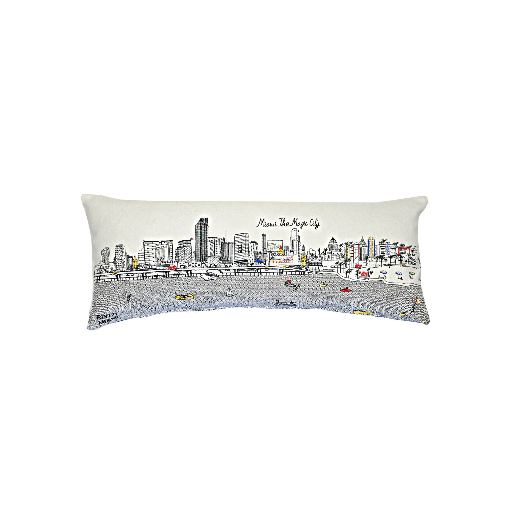 Miami Skyline Embroidered Pillow – Beyond Cushions