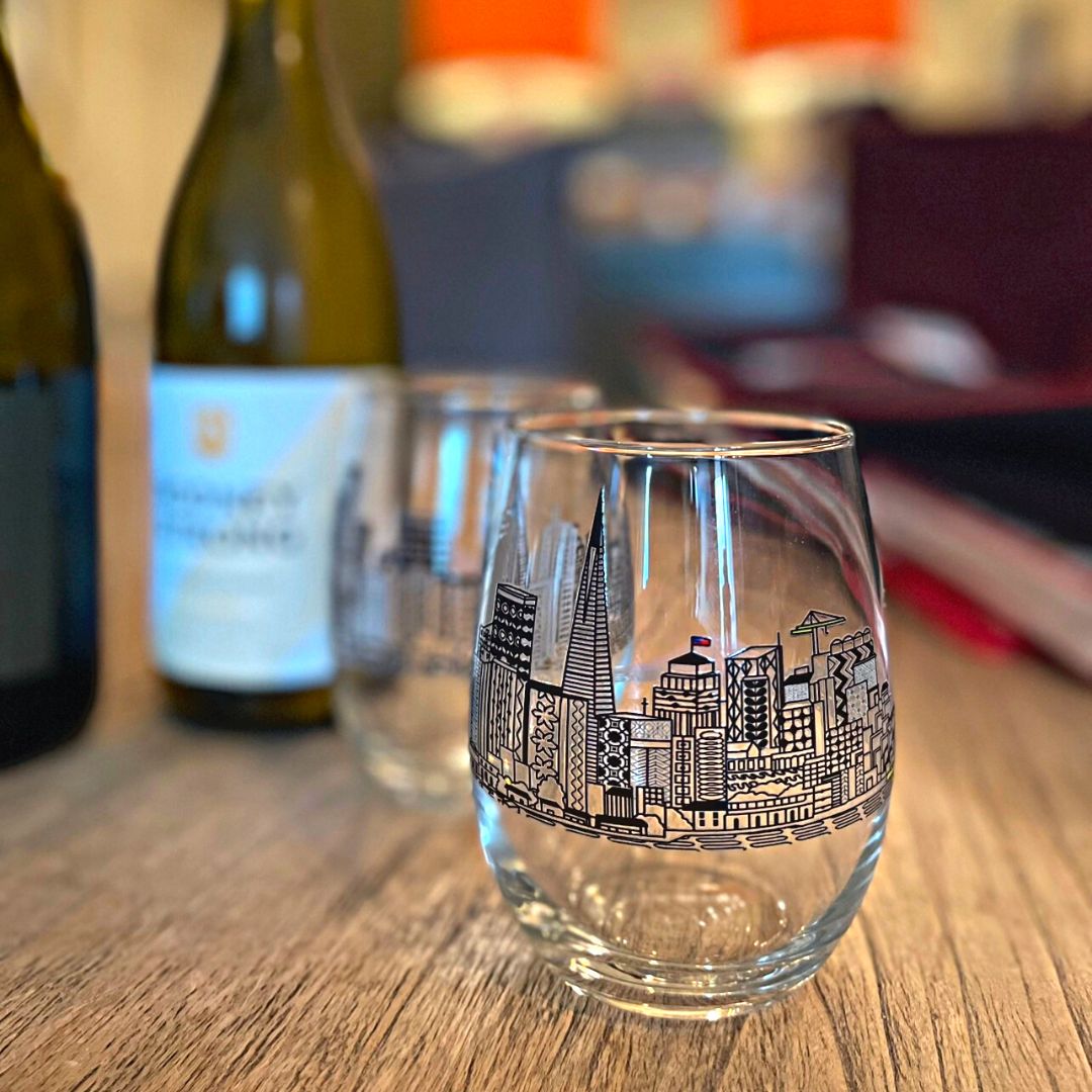 San Francisco Stemless Wine Glasses - Set of 4