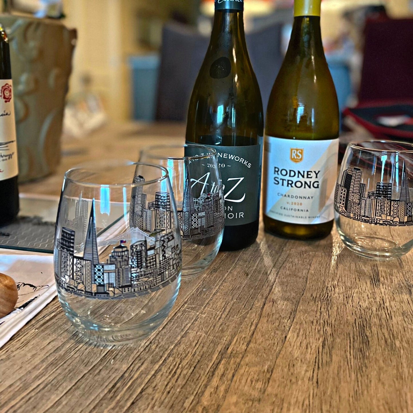 San Francisco Stemless Wine Glasses - Set of 4