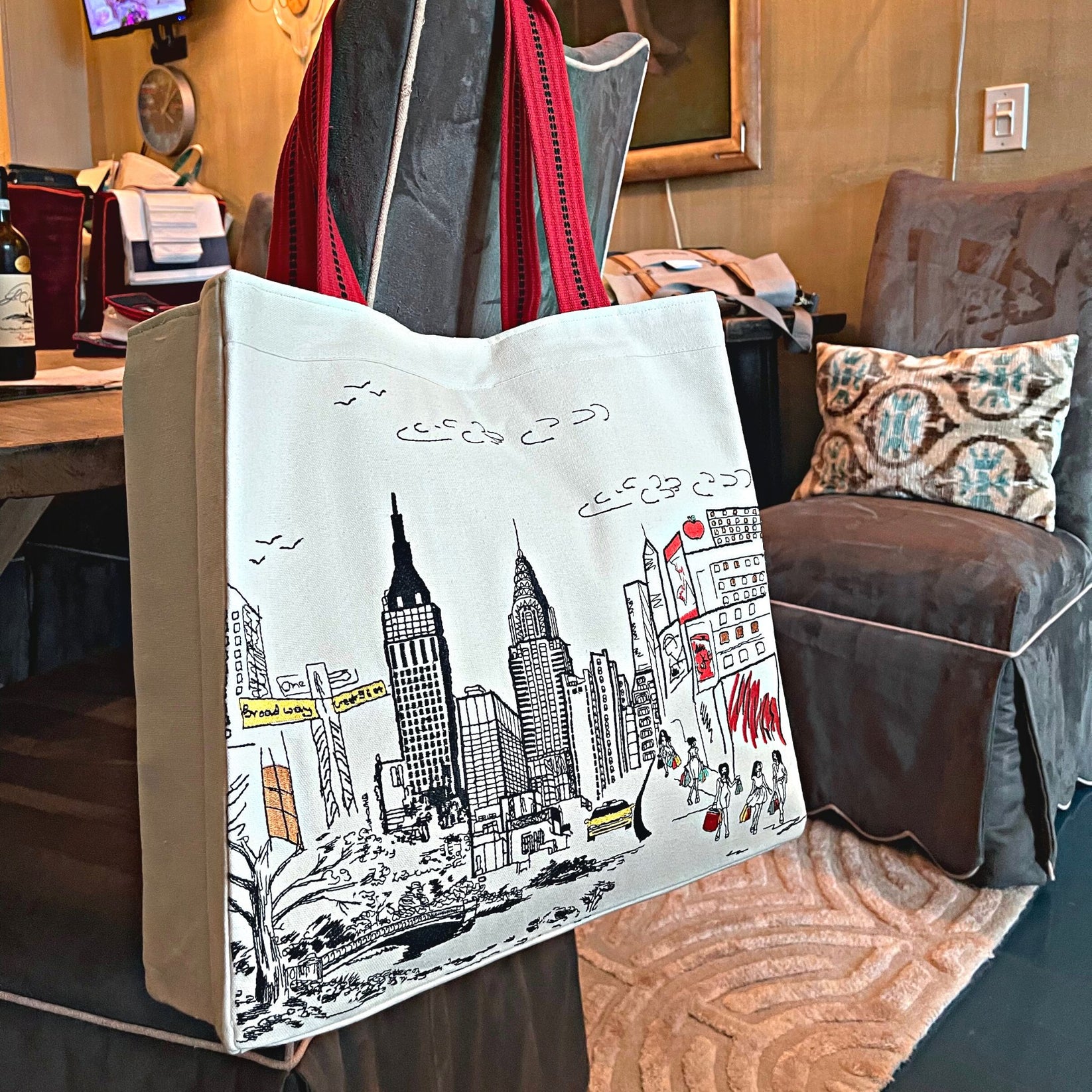 Embroidered City Artistry Collection Tote Bag New York City Beyond