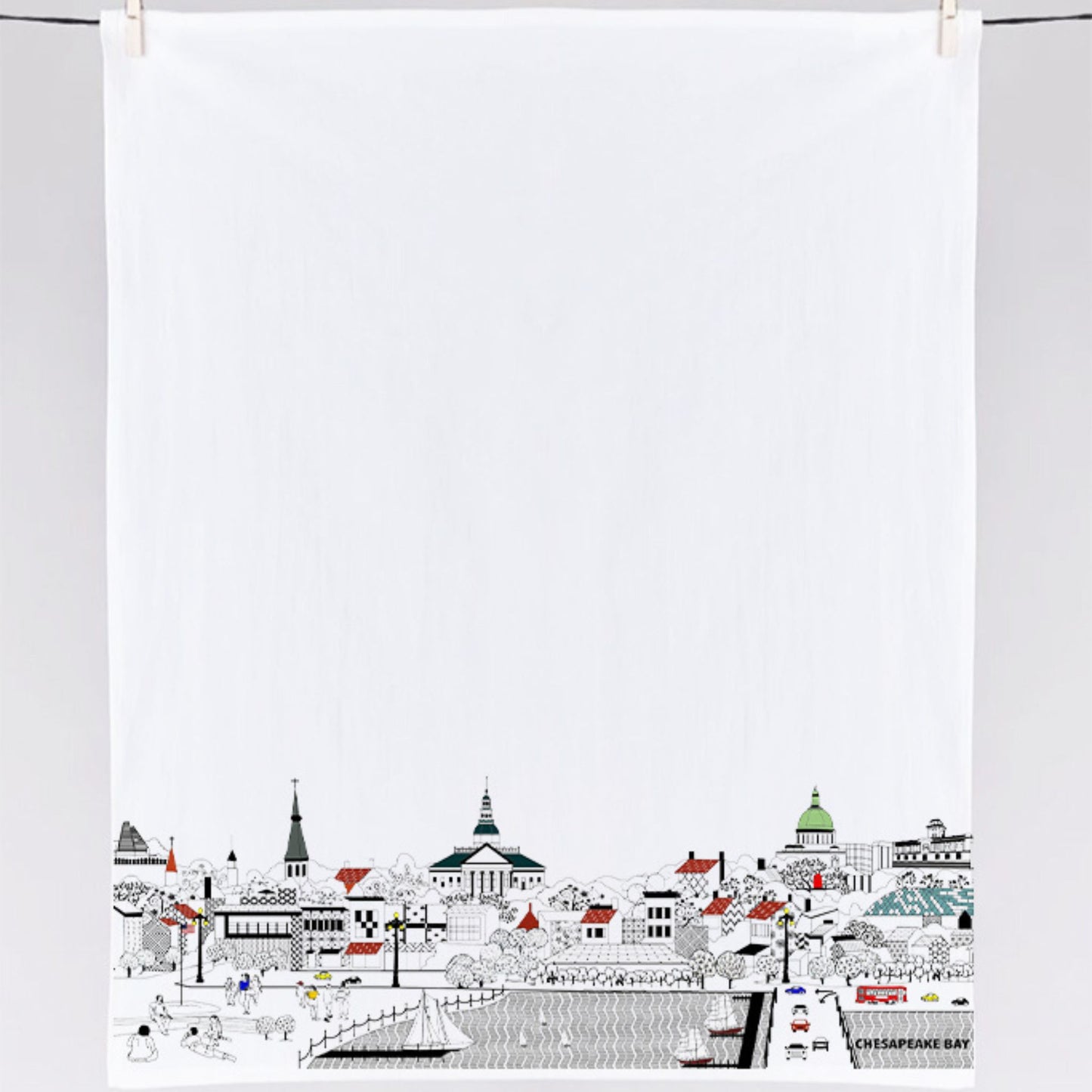 Annapolis Printed Skyline Flour Sack Tea Towel