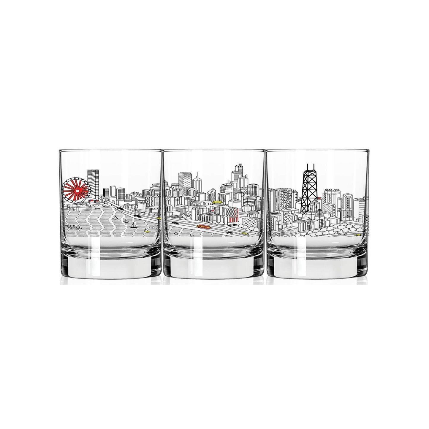 Chicago Printed Skyline Rocks Glass